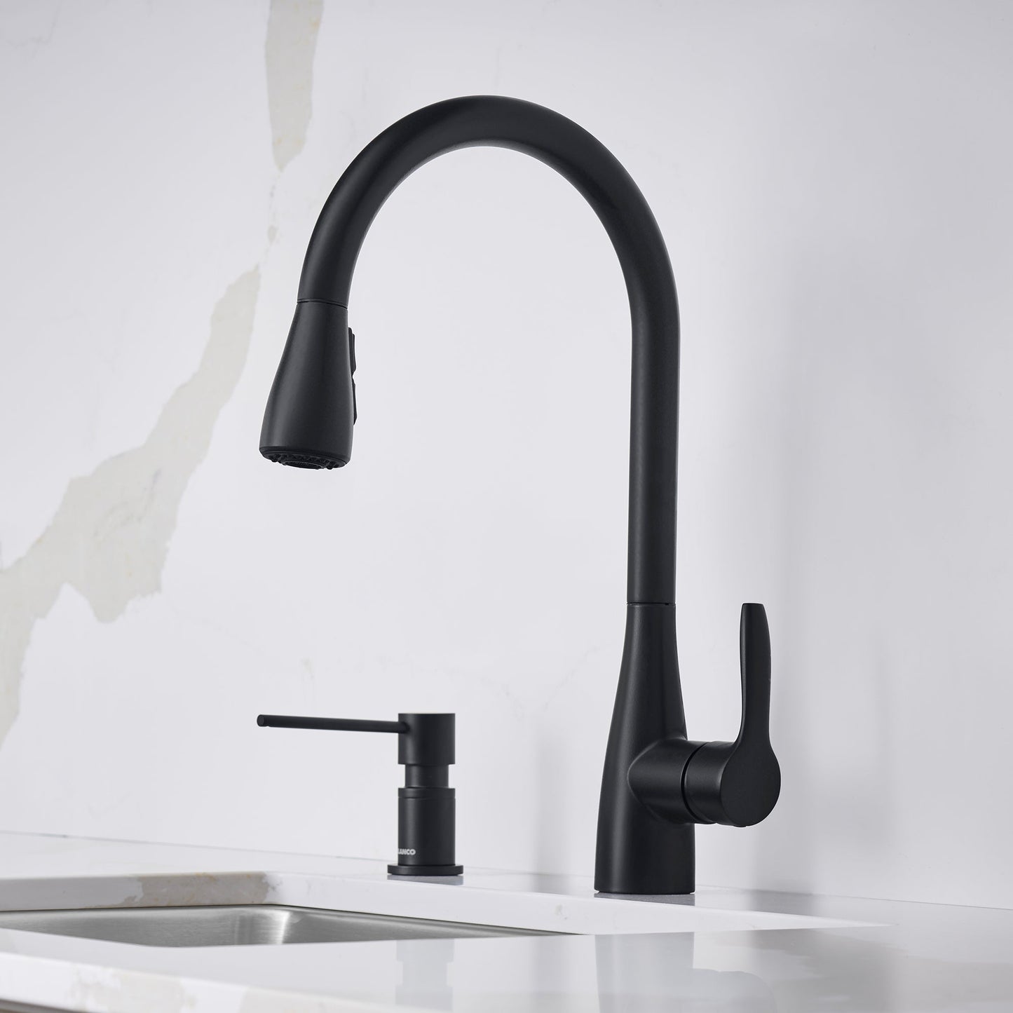 Matte Black - BLANCO Atura Pull-Down Dual-Spray Kitchen Faucet
