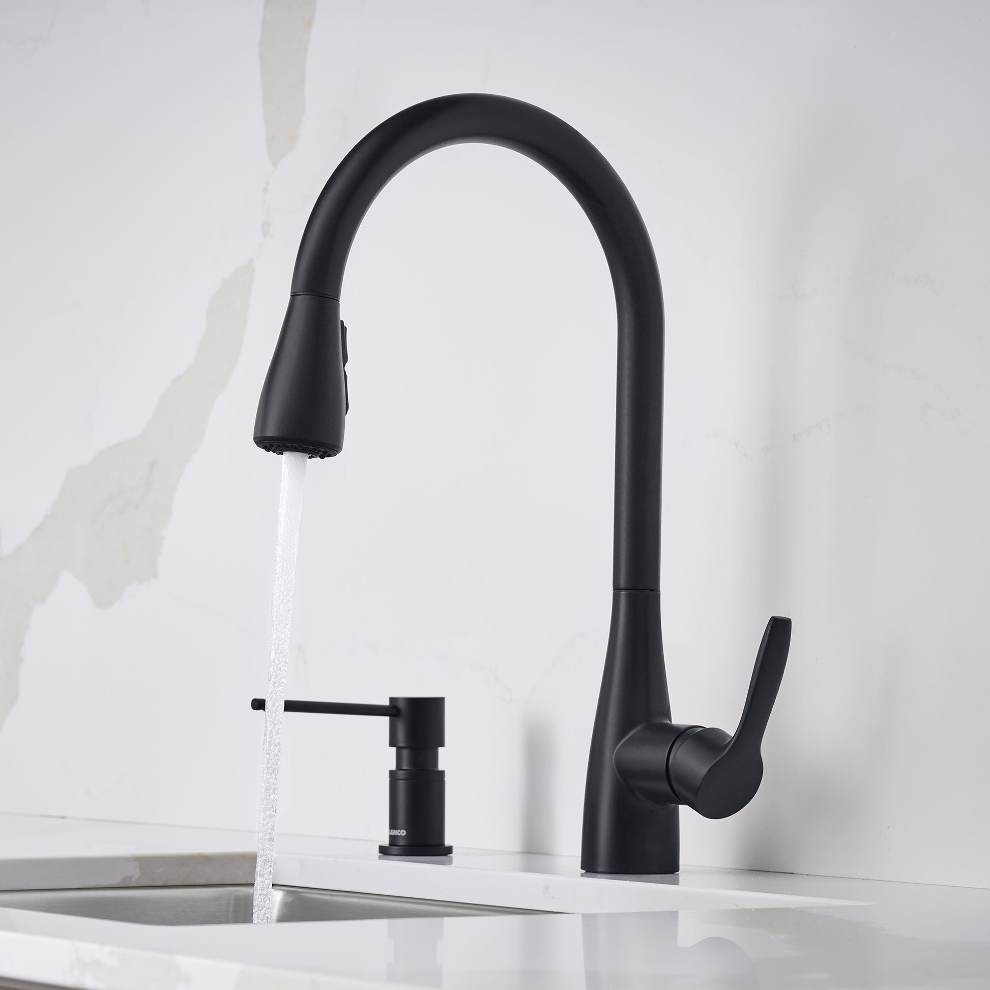 Matte Black - BLANCO Atura Pull-Down Dual-Spray Kitchen Faucet
