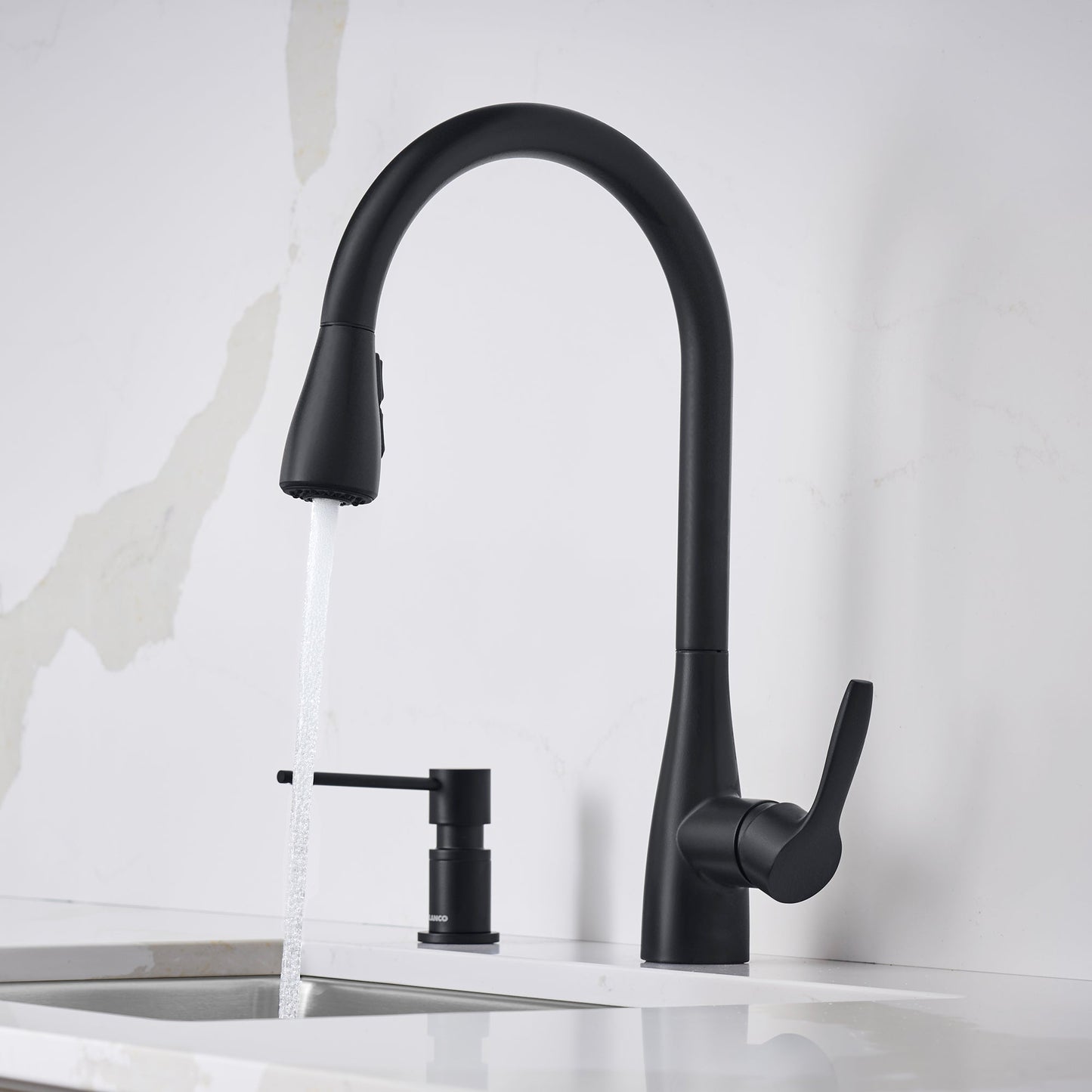 Matte Black - BLANCO Atura Pull-Down Dual-Spray Kitchen Faucet