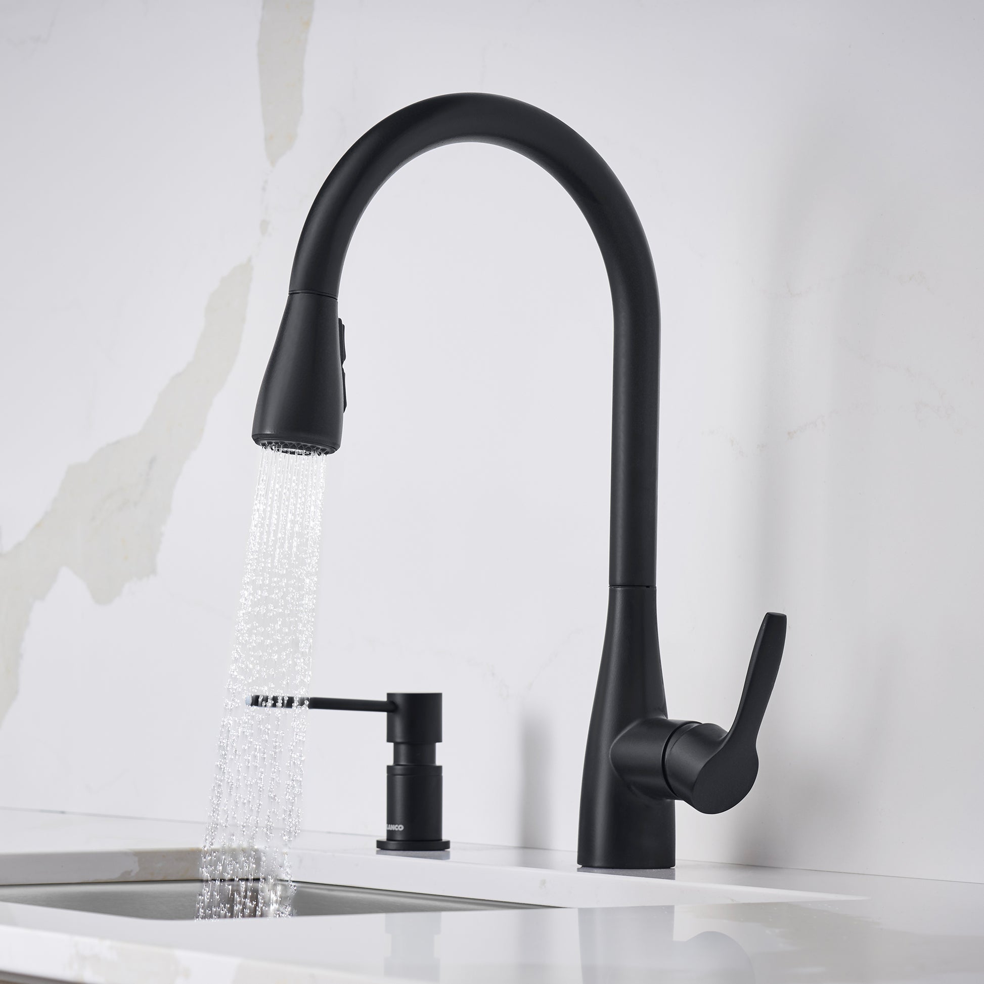 Matte Black - BLANCO Atura Pull-Down Dual-Spray Kitchen Faucet