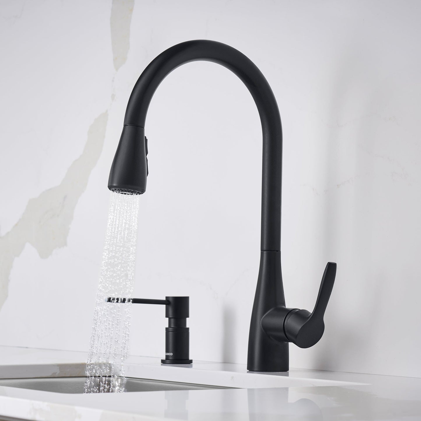 Matte Black - BLANCO Atura Pull-Down Dual-Spray Kitchen Faucet