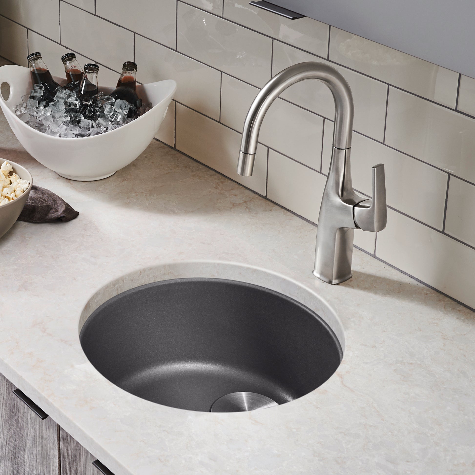 Cinder - BLANCORONDO SILGRANIT 18" Dual Mount Bar Sink