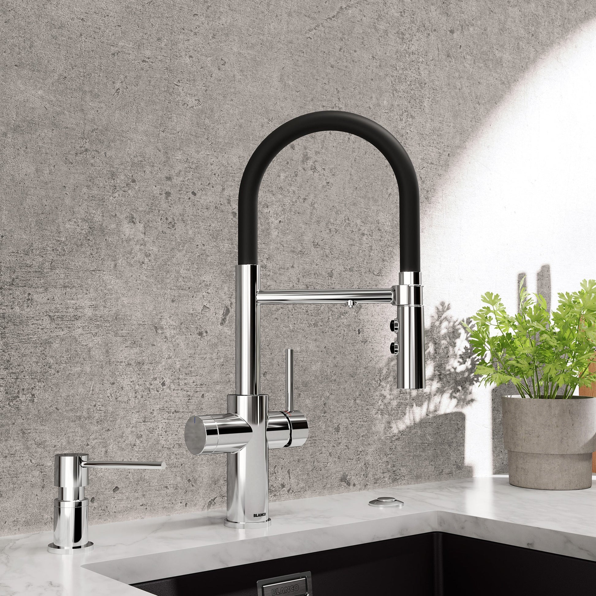 Chrome - BLANCO Catris Flexo Filter-Ready Semi-Pro Pull-Down Dual-Spray Kitchen Faucet
