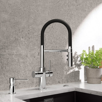 Chrome - BLANCO Catris Flexo Filter-Ready Semi-Pro Pull-Down Dual-Spray Kitchen Faucet