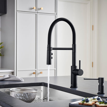 Matte Black - BLANCO Catris Flexo Semi-Pro Pull-Down Dual-Spray Kitchen Faucet