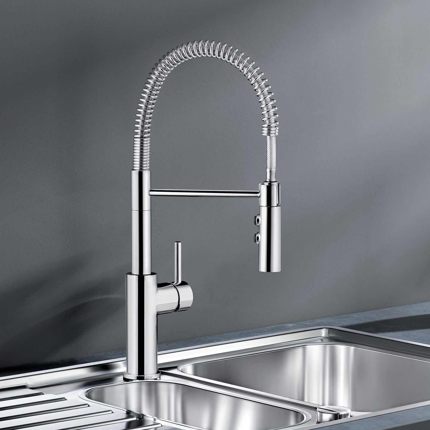 Chrome - BLANCO Catris Semi-Pro Pull-Down Dual-Spray Kitchen Faucet