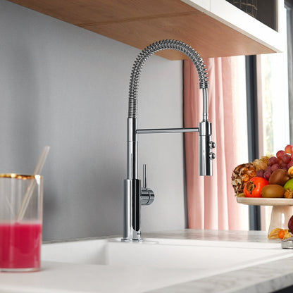 Chrome - BLANCO Catris Semi-Pro Pull-Down Dual-Spray Kitchen Faucet