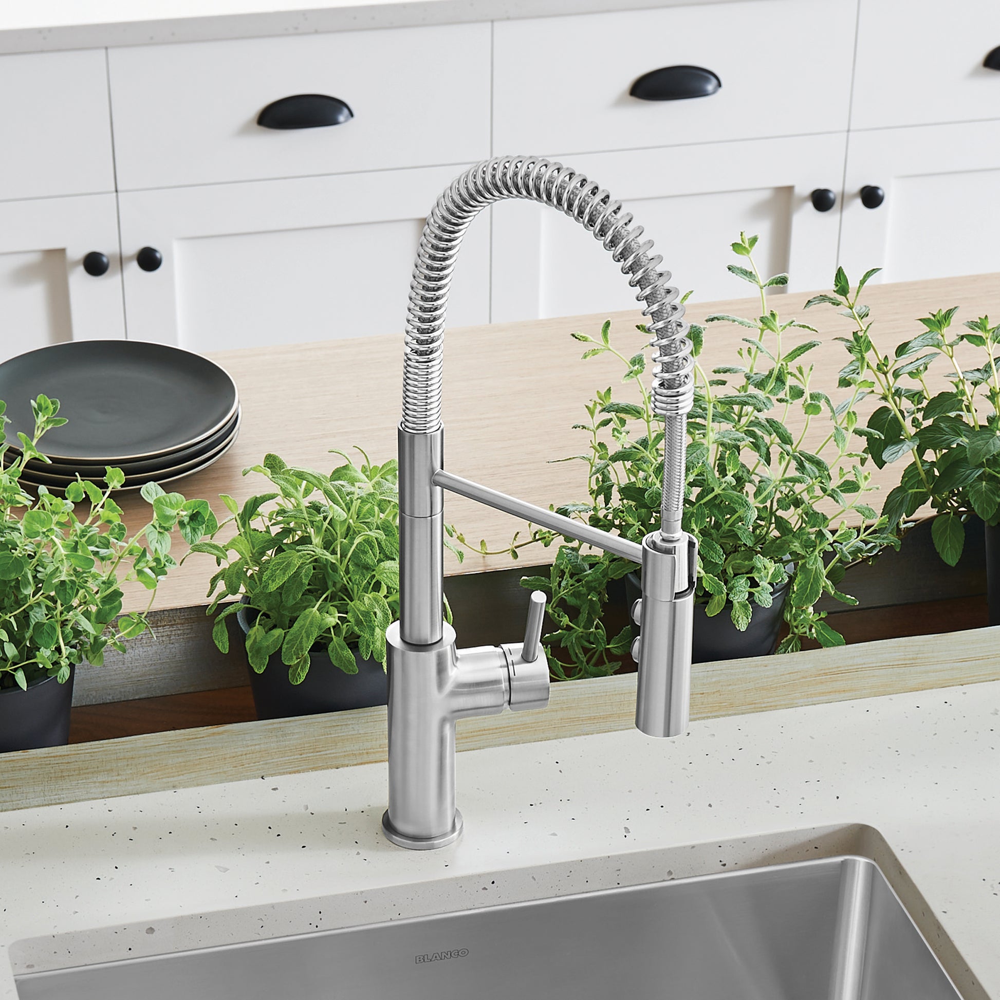 Pvd Steel - BLANCO Catris Semi-Pro Pull-Down Dual-Spray Kitchen Faucet