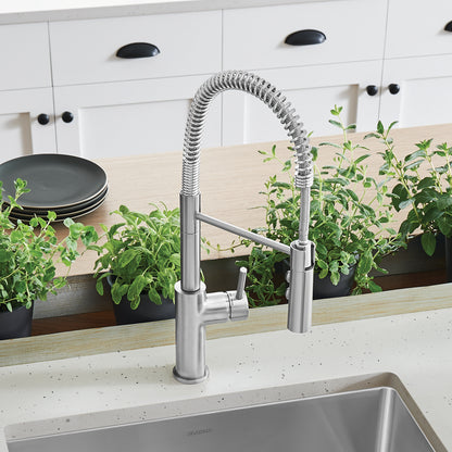 Pvd Steel - BLANCO Catris Semi-Pro Pull-Down Dual-Spray Kitchen Faucet