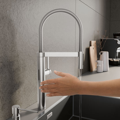 Pvd Steel - BLANCO Culina II Pull-Down Dual-Spray Touchless Sensor Kitchen Faucet