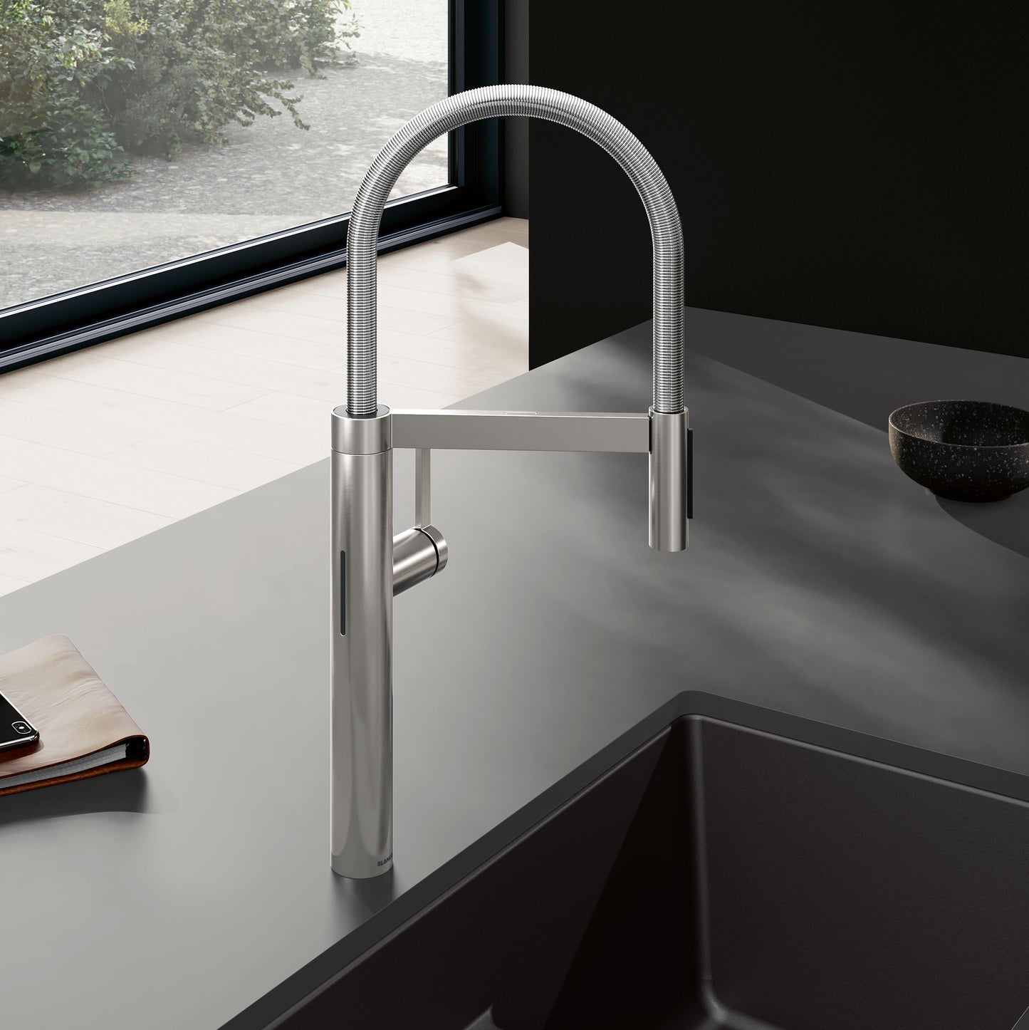 Pvd Steel - BLANCO Culina II Pull-Down Dual-Spray Touchless Sensor Kitchen Faucet