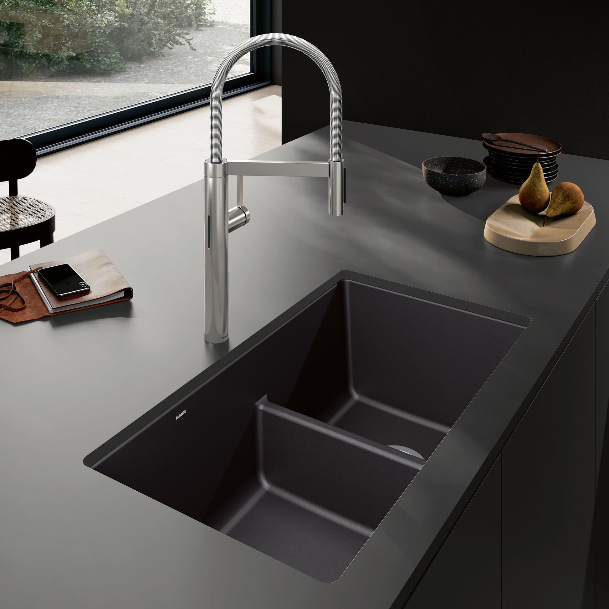 Pvd Steel - BLANCO Culina II Pull-Down Dual-Spray Touchless Sensor Kitchen Faucet