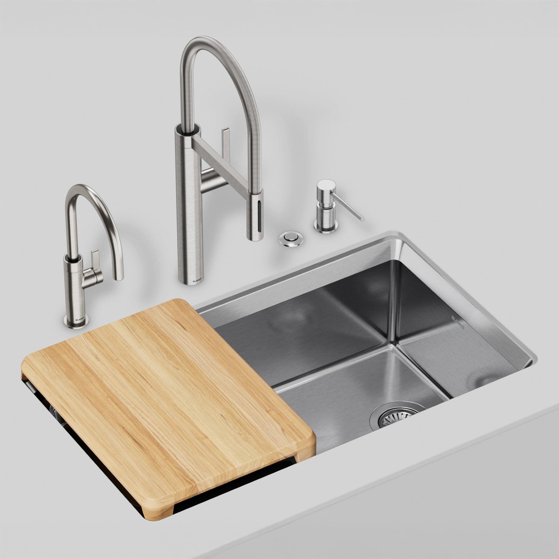 Pvd Steel - BLANCO Culina II Semi-Pro Pull-Down Dual-Spray Kitchen Faucet