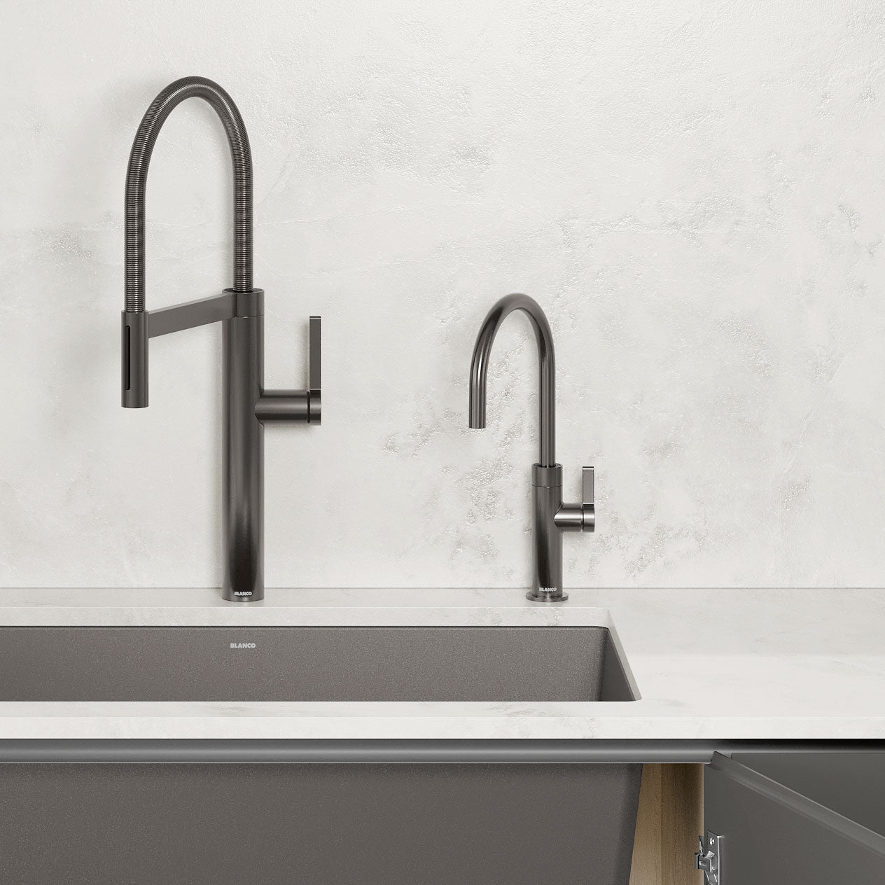 Satin Dark Steel - BLANCO Culina II Semi-Pro Pull-Down Dual-Spray Kitchen Faucet