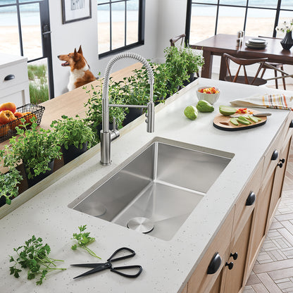 Satin Polished Finish - BLANCO Cuvee R15 32" Single Bowl Undermount Stainless Steel Kitchen Sink