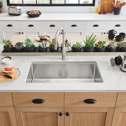 Satin Polished Finish - BLANCO Cuvee R15 32" Single Bowl Undermount Stainless Steel Kitchen Sink