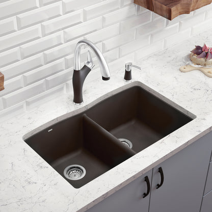 Cinder - BLANCO Diamond SILGRANIT 32" 50/50 Double Bowl Undermount Kitchen Sink
