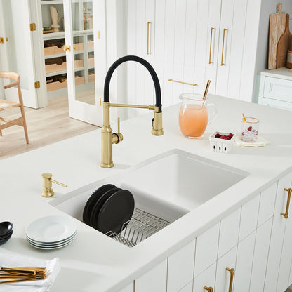 White - BLANCO Diamond SILGRANIT 32" 50/50 Double Bowl Undermount Kitchen Sink