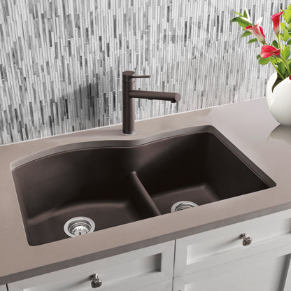 Café - BLANCO Diamond SILGRANIT 32" 60/40 Double Bowl Undermount Kitchen Sink with Low Divide