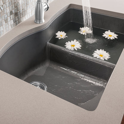 Cinder - BLANCO Diamond SILGRANIT 32" 60/40 Double Bowl Undermount Kitchen Sink with Low Divide