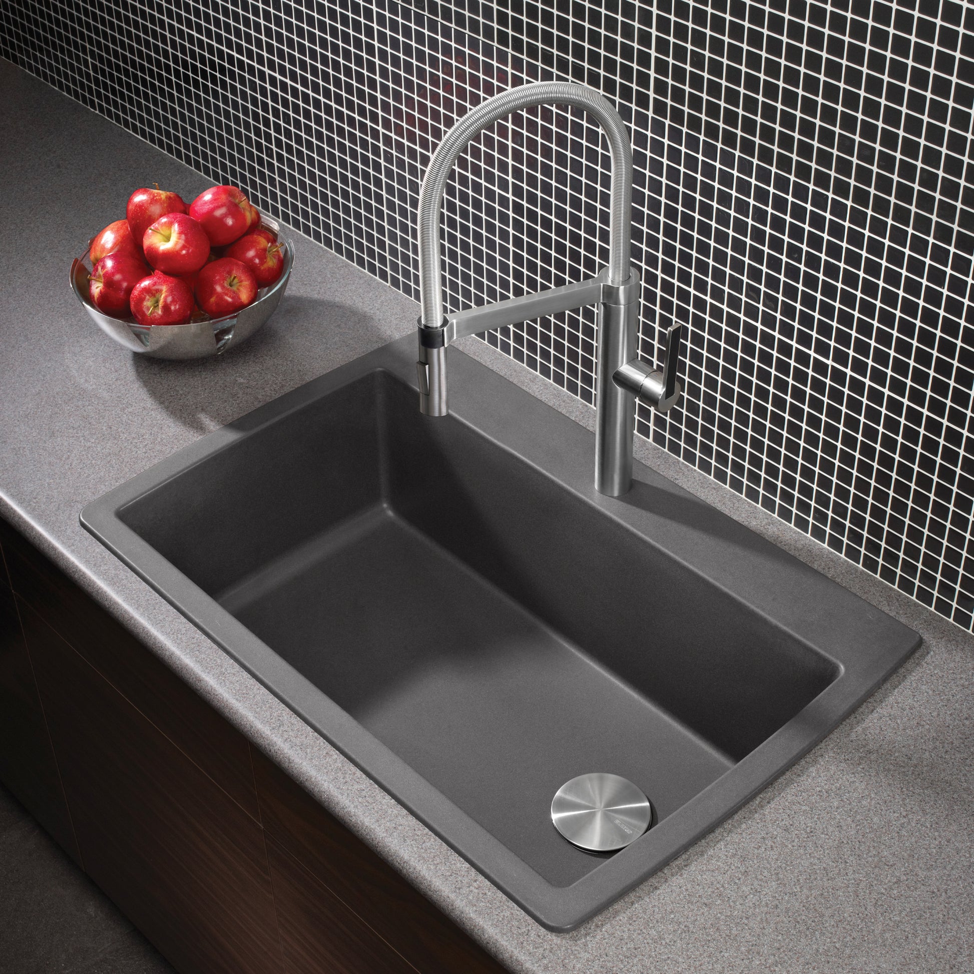 Cinder - BLANCO Diamond SILGRANIT 33.5" Super Single Dual Mount Kitchen Sink