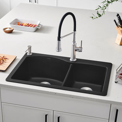 Anthracite - BLANCO Diamond SILGRANIT 33" 60/40 Double Bowl Dual Mount Kitchen Sink