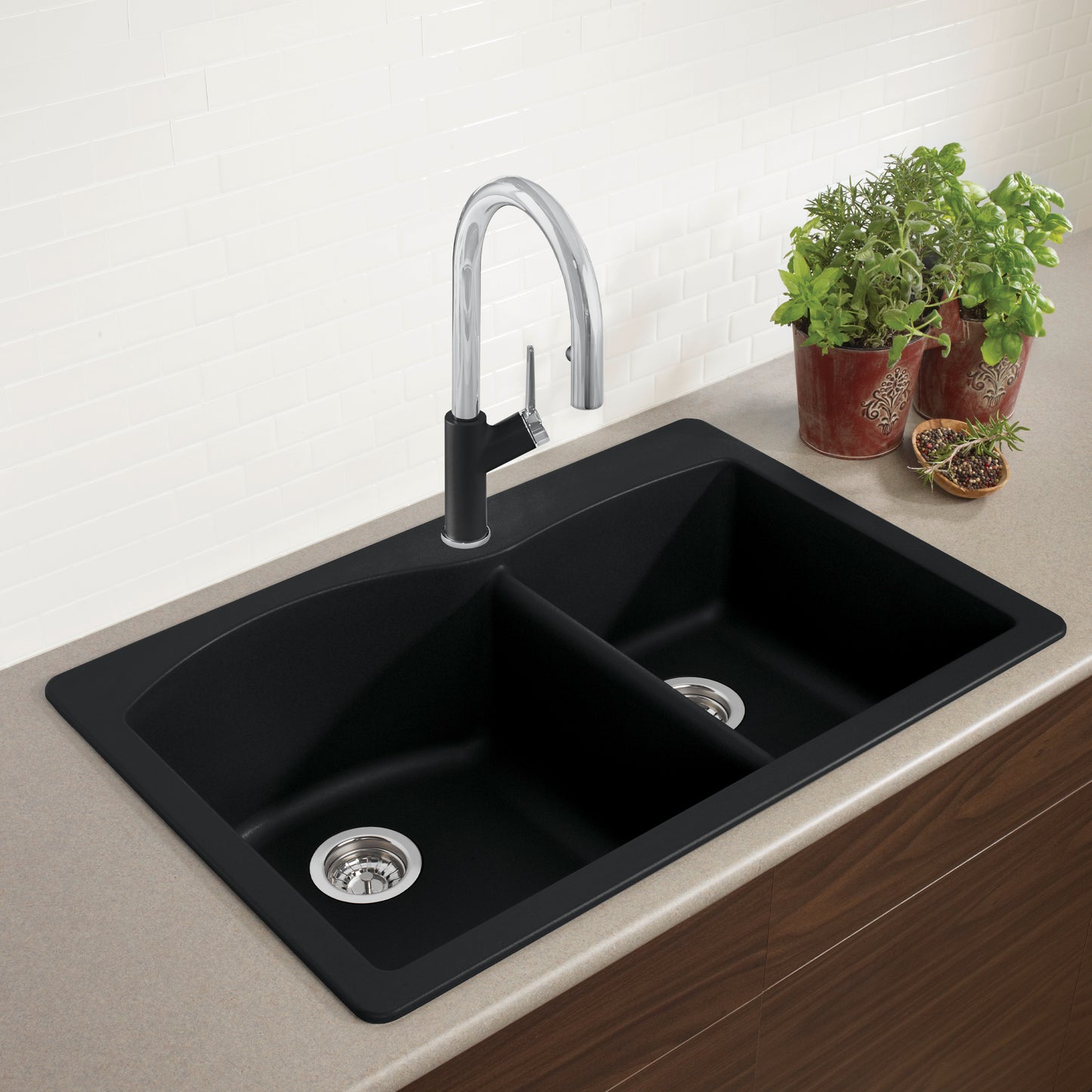 Anthracite - BLANCO Diamond SILGRANIT 33" 60/40 Double Bowl Dual Mount Kitchen Sink