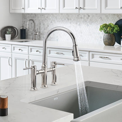 Chrome - BLANCO Empressa Pull-Down Dual-Spray Bridge Faucet