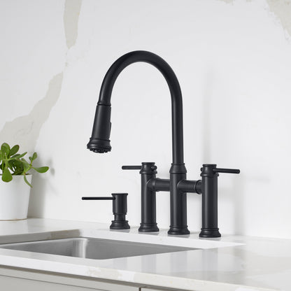 Matte Black - BLANCO Empressa Pull-Down Dual-Spray Bridge Faucet