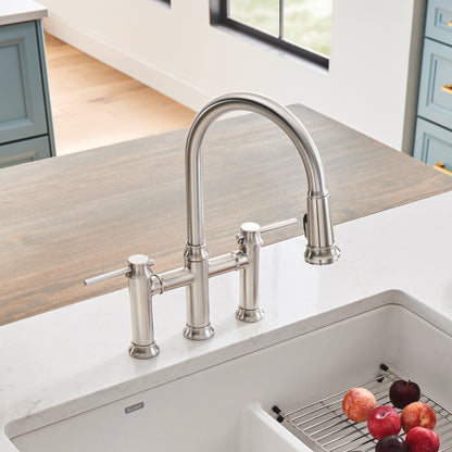 Pvd Steel - BLANCO Empressa Pull-Down Dual-Spray Bridge Faucet