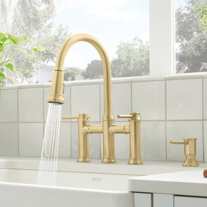 Satin Gold - BLANCO Empressa Pull-Down Dual-Spray Bridge Faucet