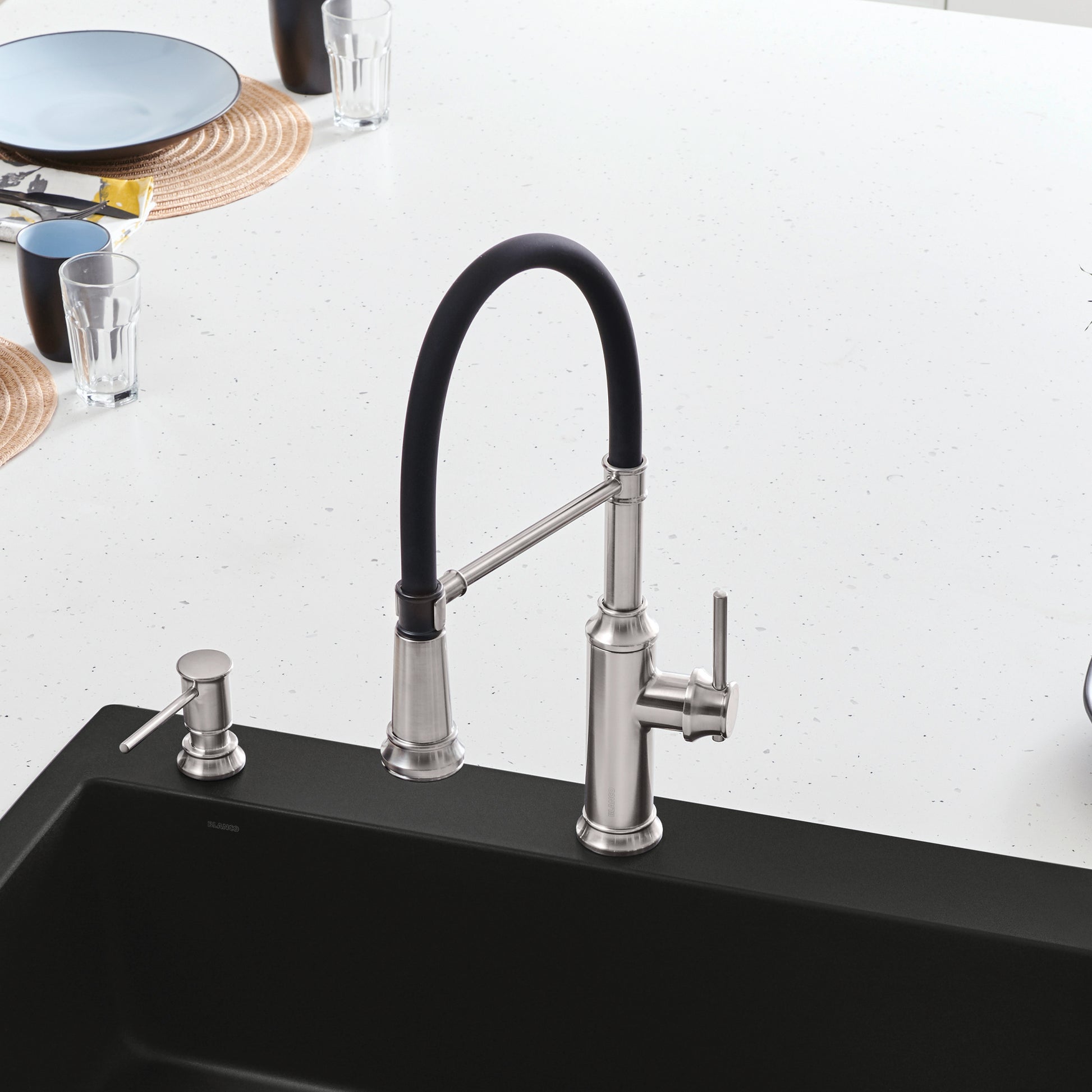 Pvd Steel - BLANCO Empressa Semi-Pro Pull-Down Dual-Spray Kitchen Faucet