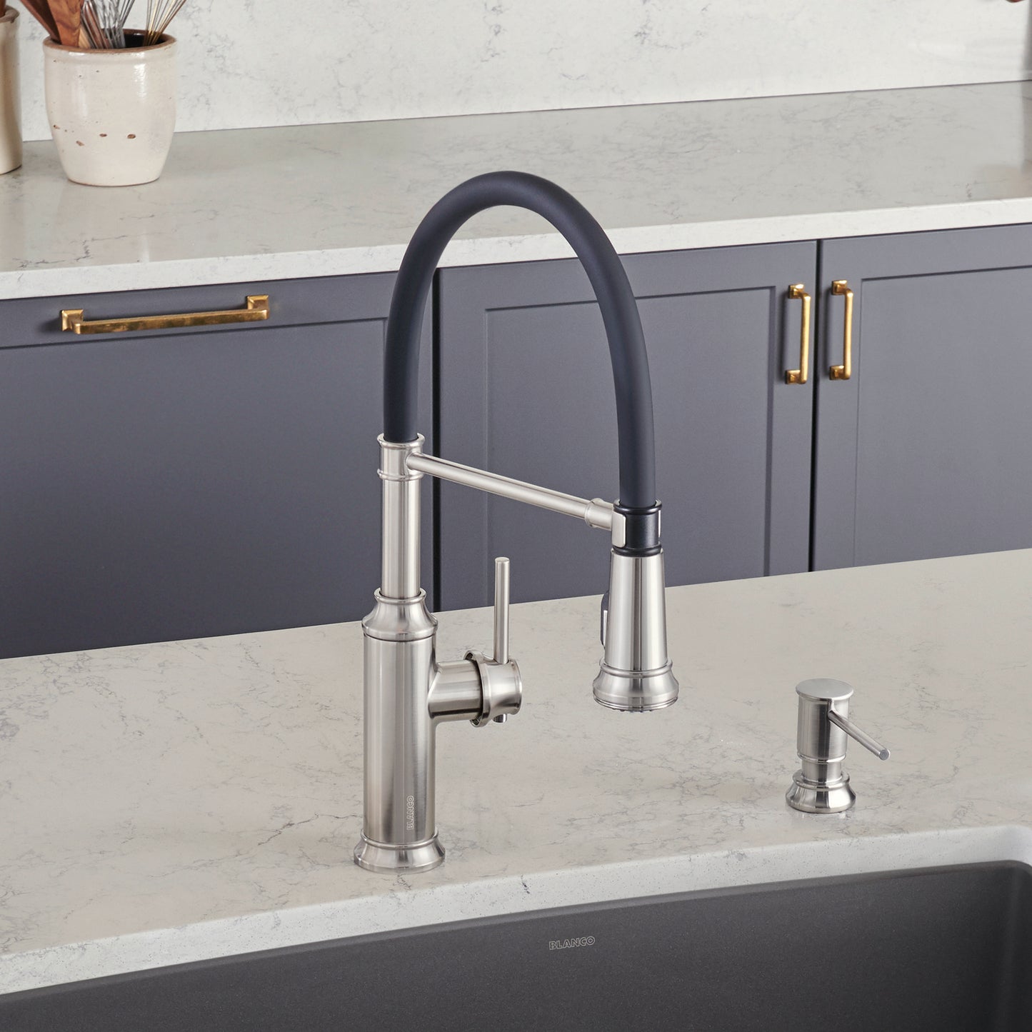 Pvd Steel - BLANCO Empressa Semi-Pro Pull-Down Dual-Spray Kitchen Faucet