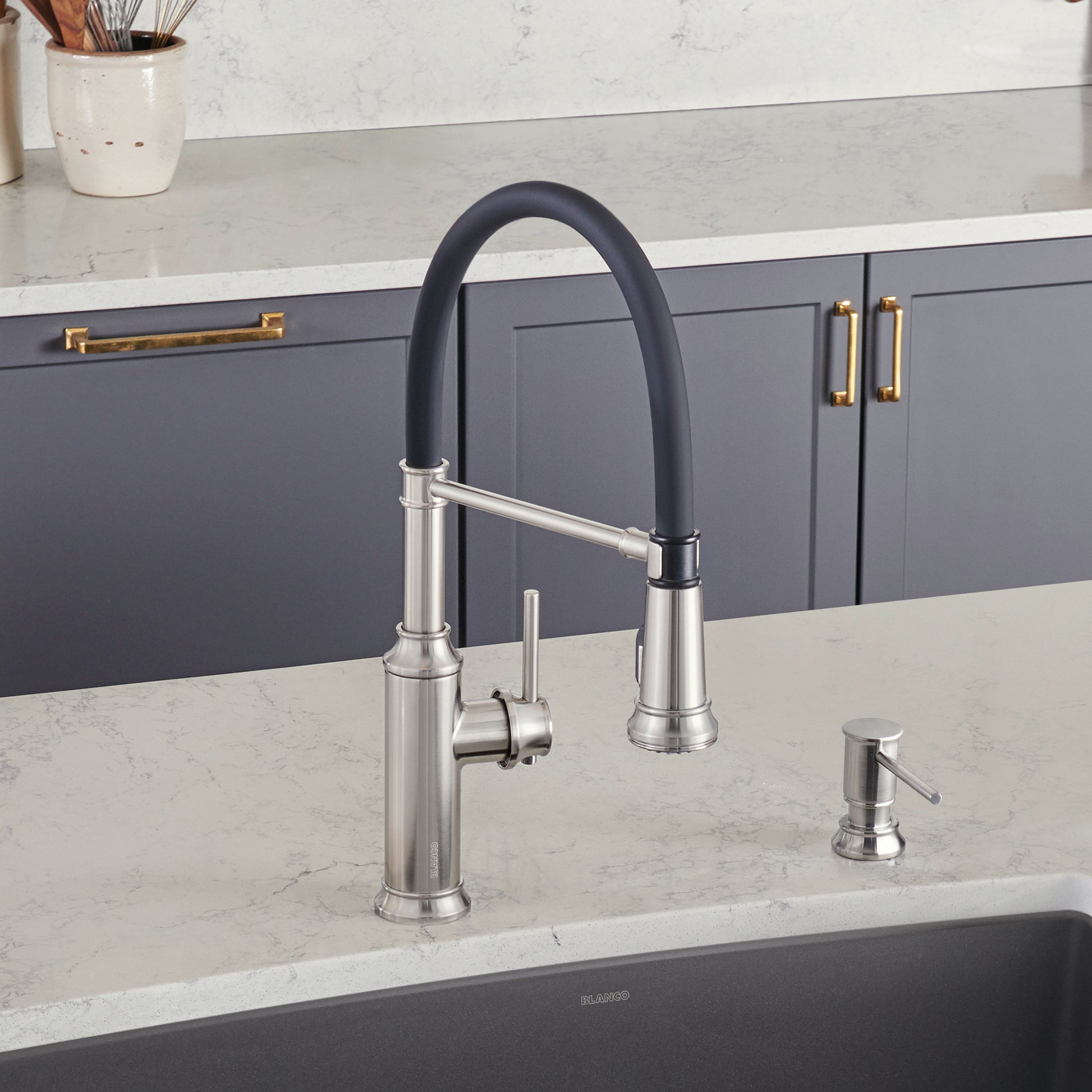 Pvd Steel - BLANCO Empressa Semi-Pro Pull-Down Dual-Spray Kitchen Faucet
