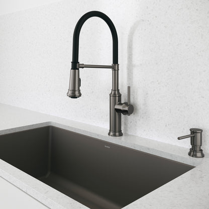 Satin Dark Steel - BLANCO Empressa Semi-Pro Pull-Down Dual-Spray Kitchen Faucet