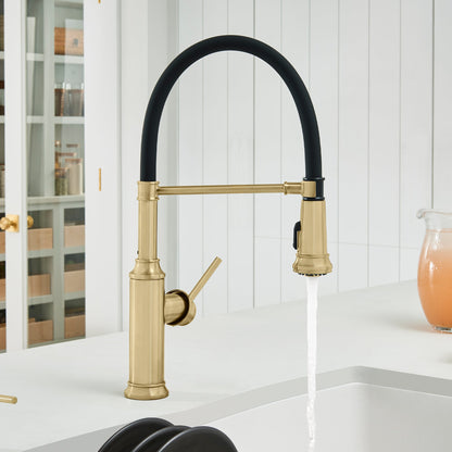 Satin Gold - BLANCO Empressa Semi-Pro Pull-Down Dual-Spray Kitchen Faucet
