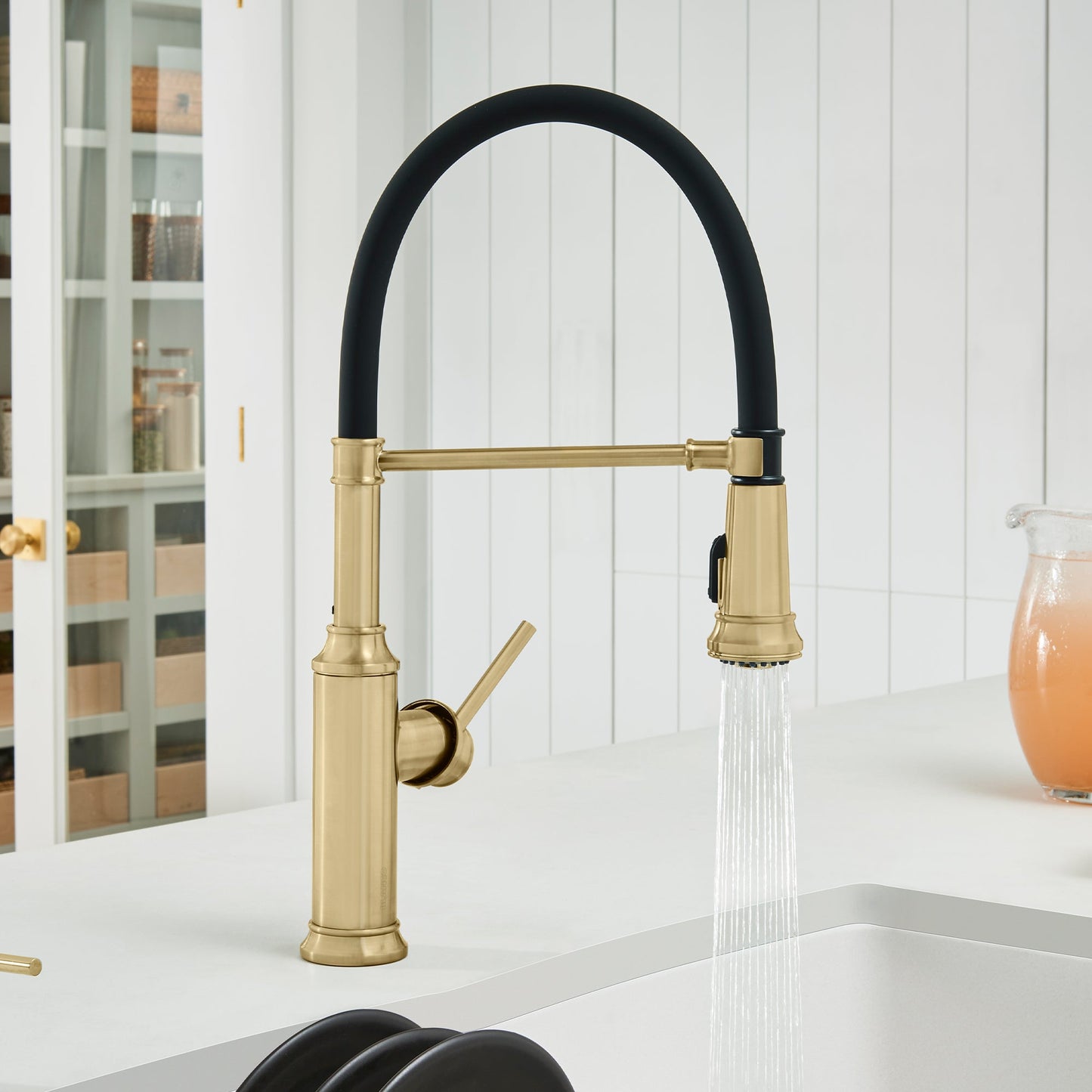 Satin Gold - BLANCO Empressa Semi-Pro Pull-Down Dual-Spray Kitchen Faucet