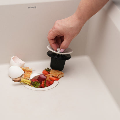 Soft White - BLANCO Essential Silgranit Color-Matched Disposal Flange Insert with Waste Scraper