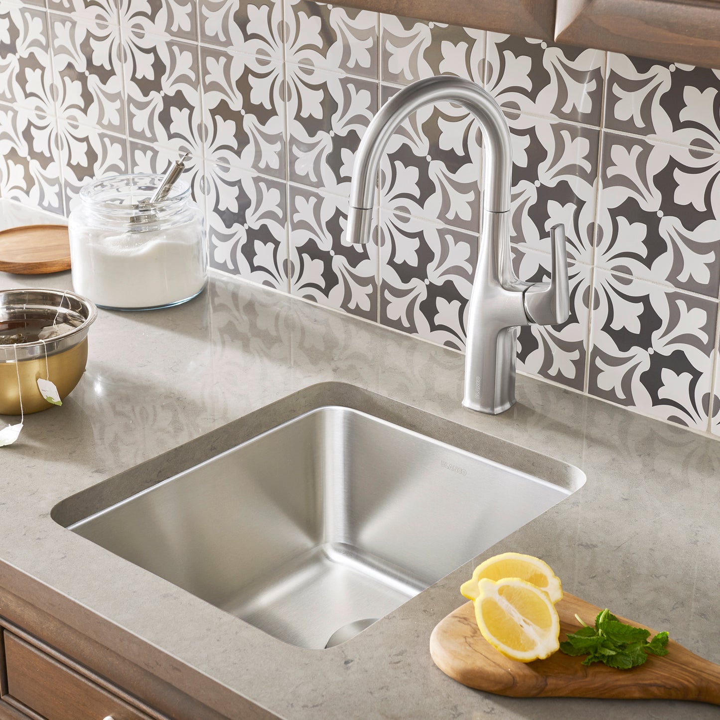 Satin Polished Finish - BLANCO Formera 16" Undermount Stainless Steel Bar Sink