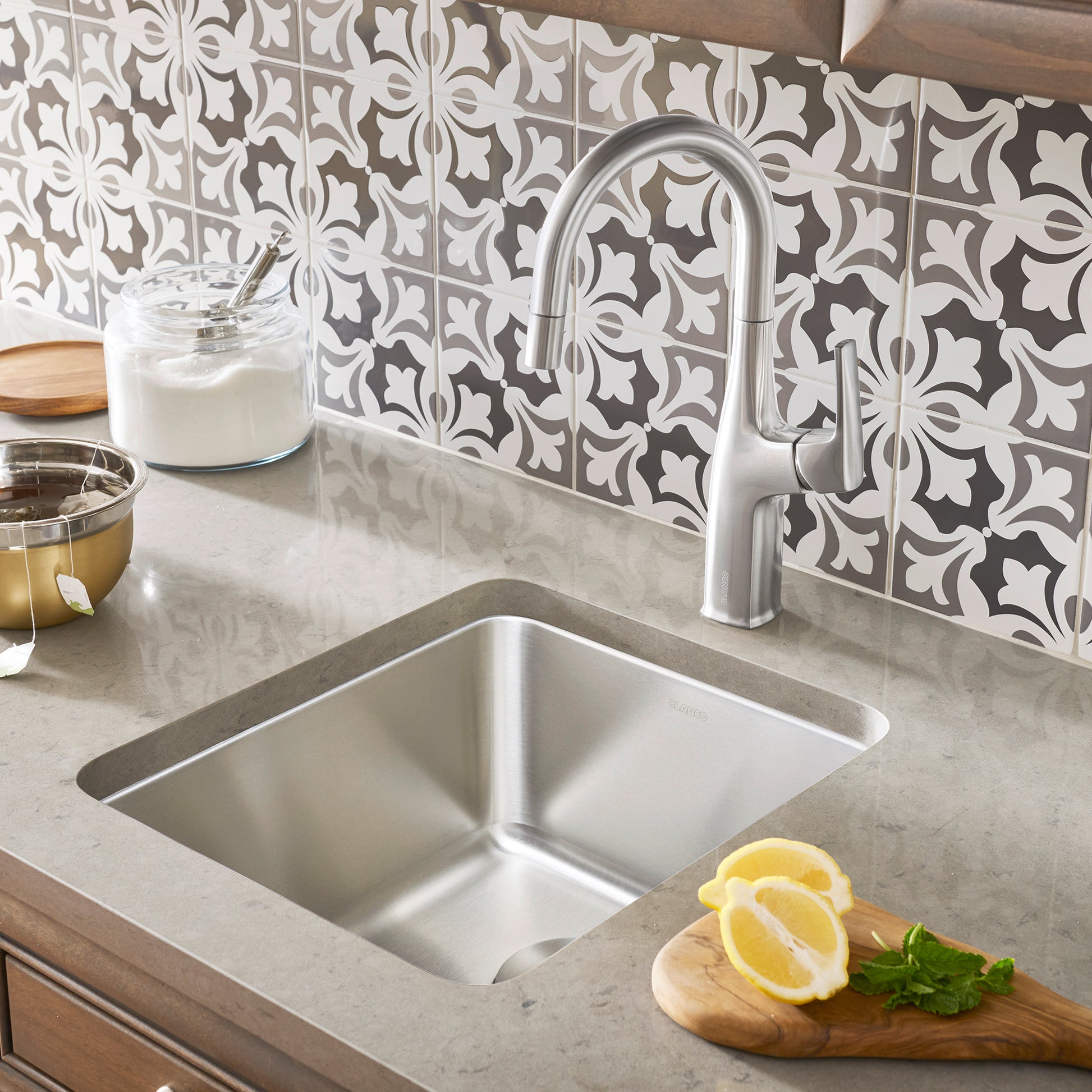 Satin Polished Finish - BLANCO Formera 16" Undermount Stainless Steel Bar Sink