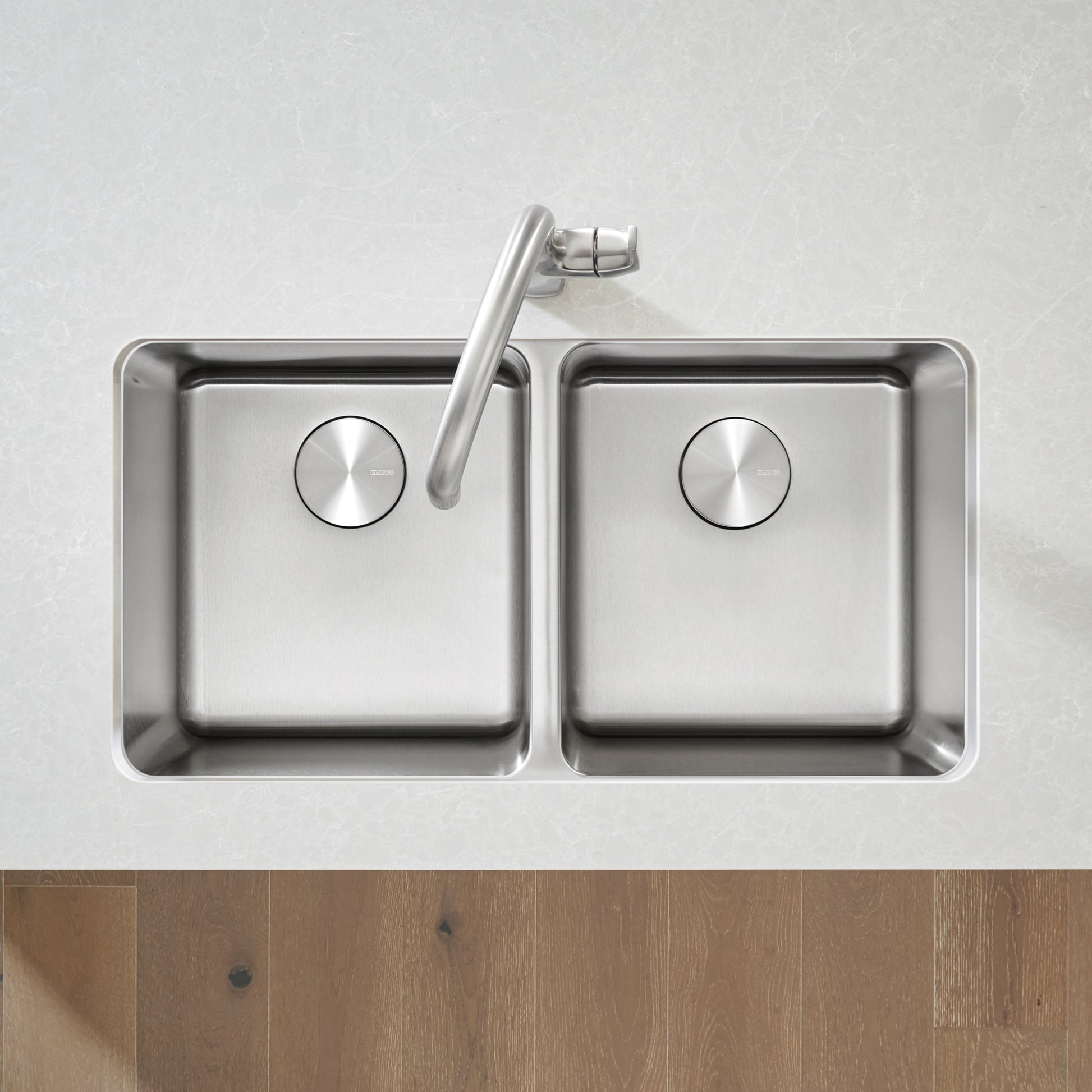 Satin Polished Finish - BLANCO Formera 33" 50/50 Double Bowl Undermount Stainless Steel Kitchen Sink