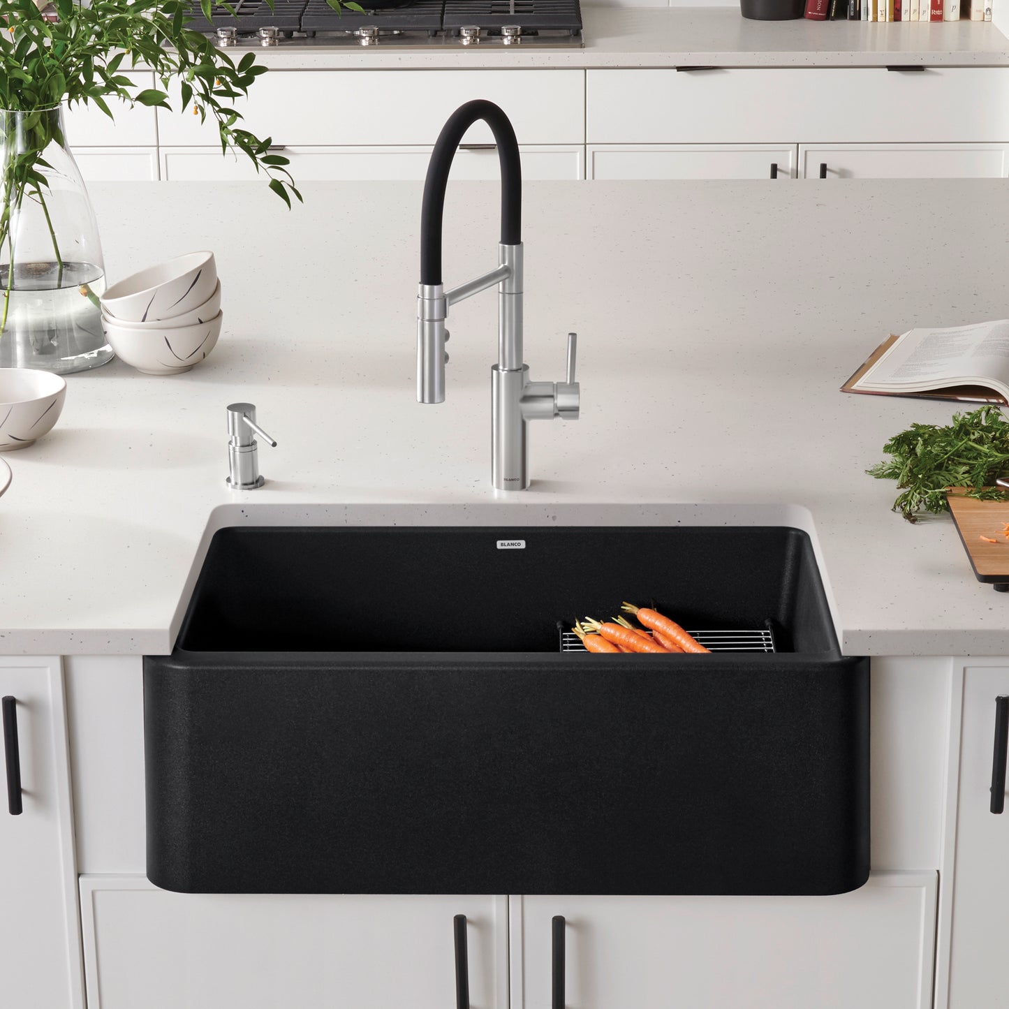 Anthracite - BLANCO Ikon SILGRANIT 30" Single Bowl Apron-Front Farmhouse Sink