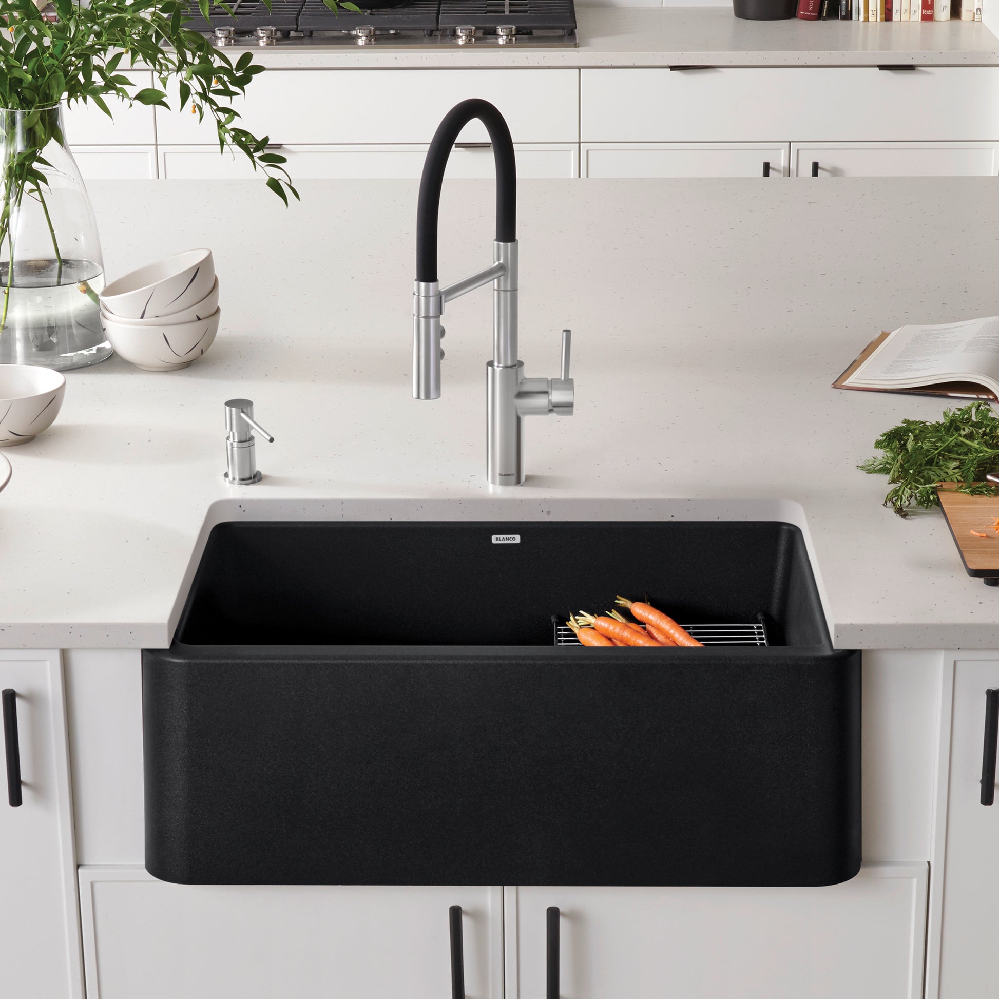Anthracite - BLANCO Ikon SILGRANIT 30" Single Bowl Apron-Front Farmhouse Sink