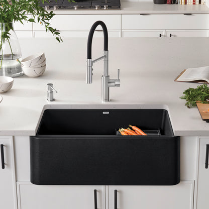 Anthracite - BLANCO Ikon SILGRANIT 30" Single Bowl Apron-Front Farmhouse Sink