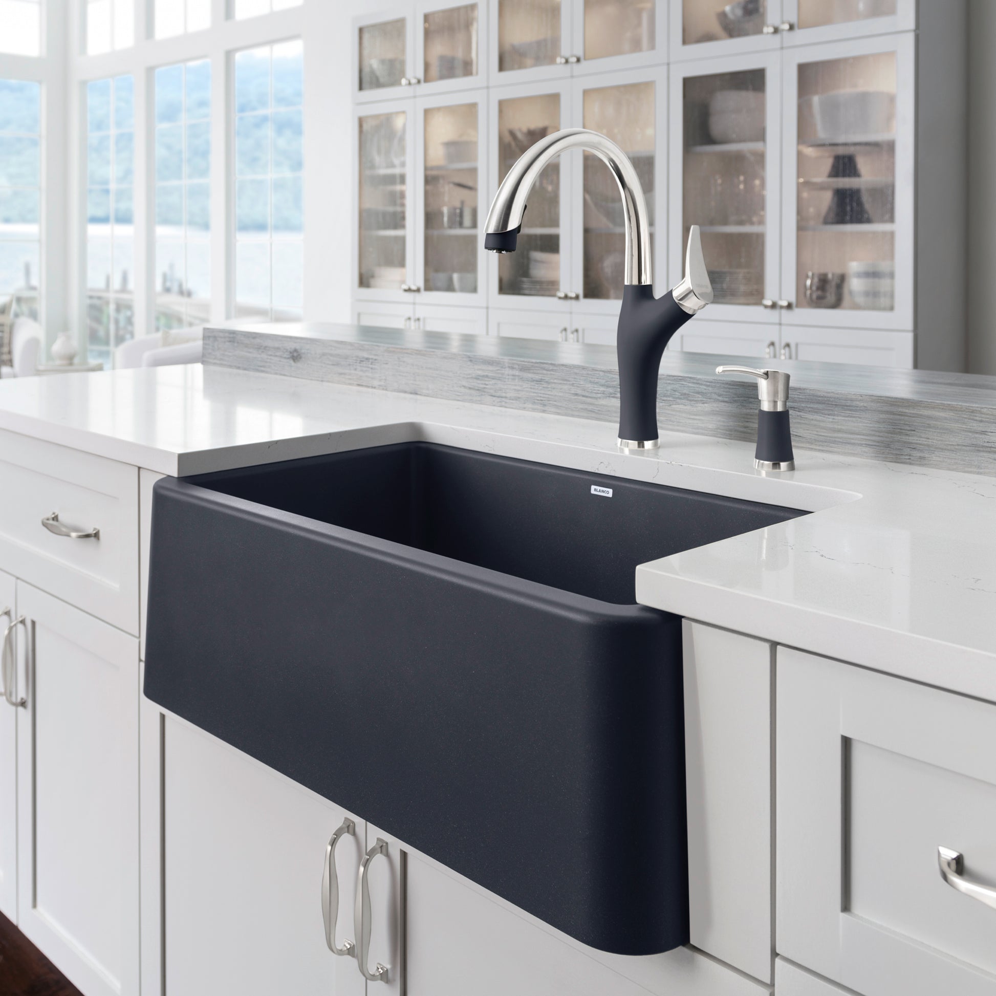 Anthracite - BLANCO Ikon SILGRANIT 30" Single Bowl Apron-Front Farmhouse Sink