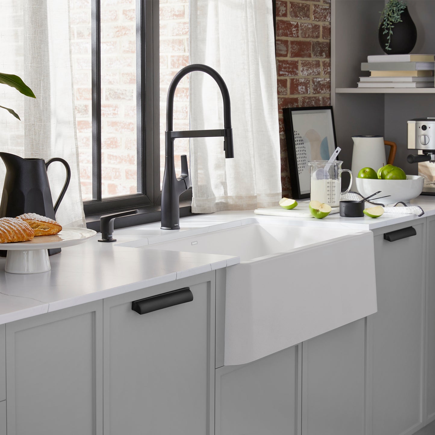 White - BLANCO Ikon SILGRANIT 30" Single Bowl Apron-Front Farmhouse Sink