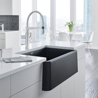 Anthracite - BLANCO Ikon SILGRANIT 33" Single Bowl Apron-Front Farmhouse Sink