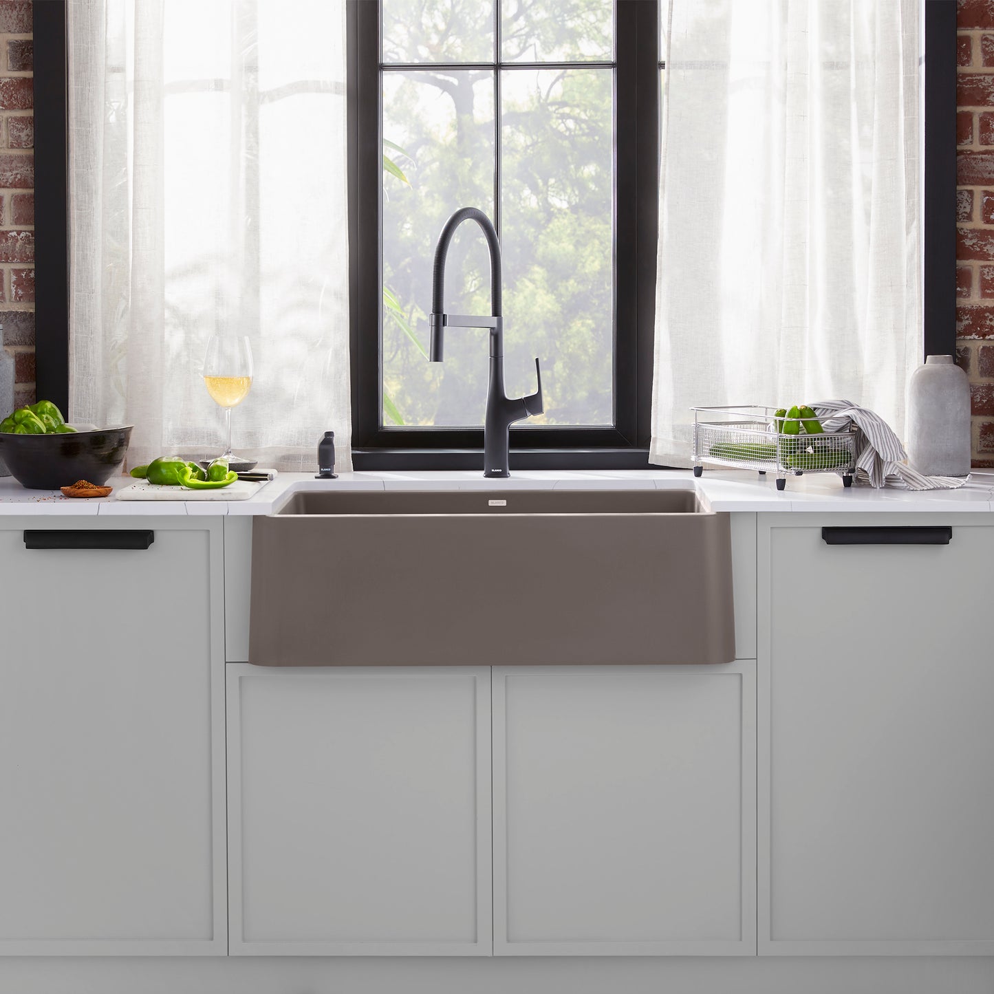 Volcano Gray - BLANCO Ikon SILGRANIT 33" Single Bowl Apron-Front Farmhouse Sink