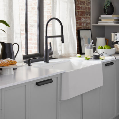 White - BLANCO Ikon SILGRANIT 33" Single Bowl Apron-Front Farmhouse Sink