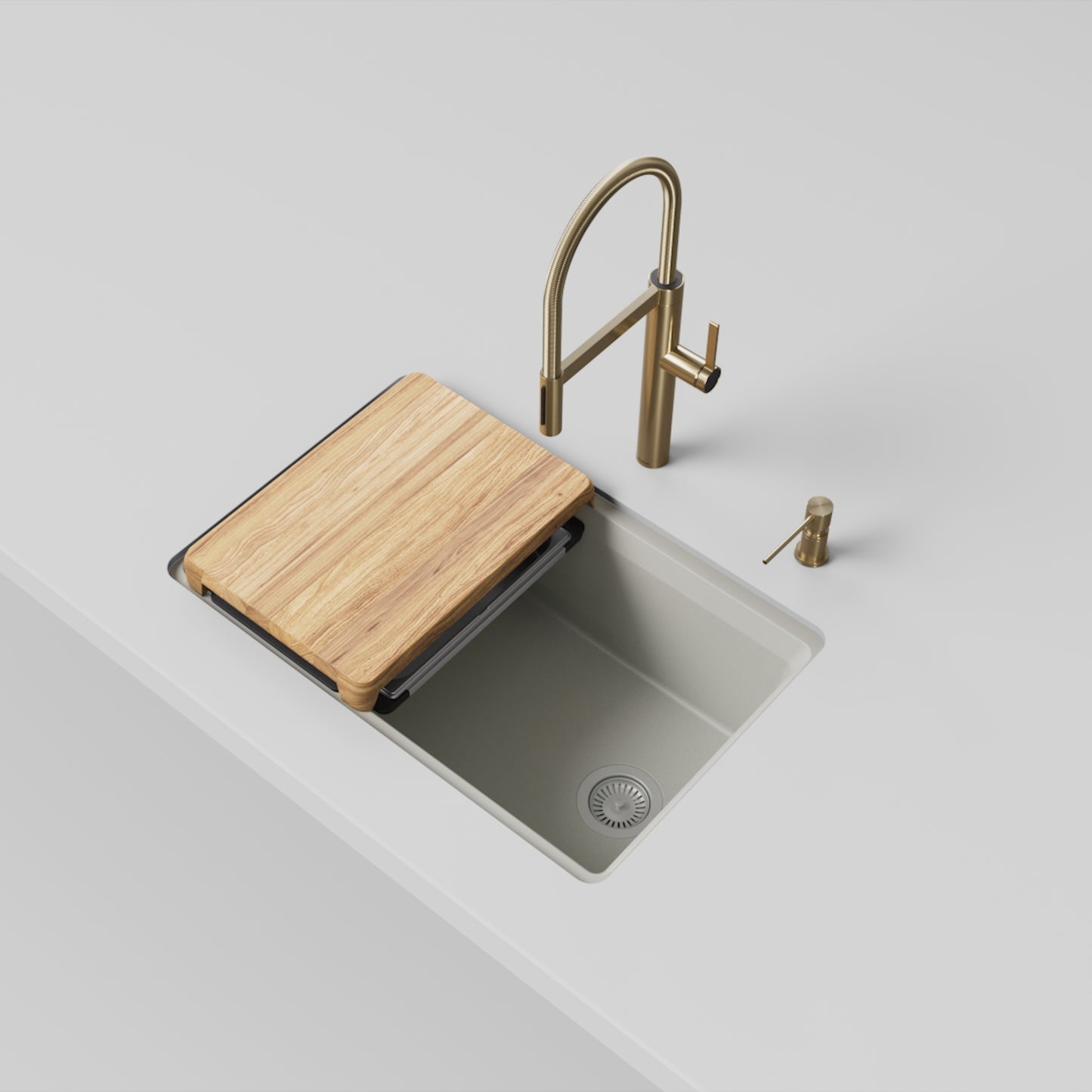 Soft White - BLANCO Inteos SILGRANIT 30" Single Bowl Reversible Undermount Workstation Kitchen Sink